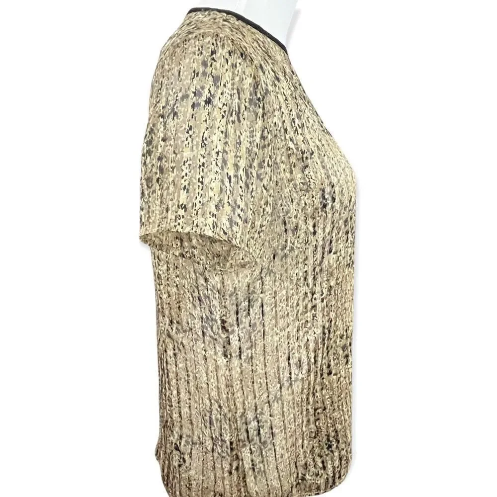 Ella Moss Silk Gold Lynx Sheer Animal Print top M